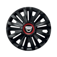 Set 4 capace roti Negre Cu Inel Rosu Royal R15 pentru gama auto Dacia