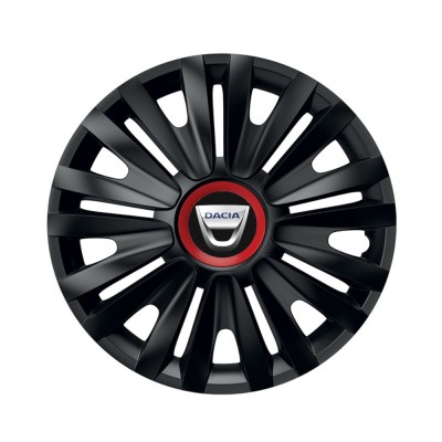 Set 4 capace roti Negre Cu Inel Rosu Royal R15 pentru gama auto Dacia foto