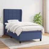 Cumpara ieftin Pat box spring cu saltea, albastru, 90x200 cm, textil