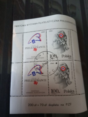 POLONIA, PHILEXFRANCE 1989 - BLOC ȘTAMPILAT foto