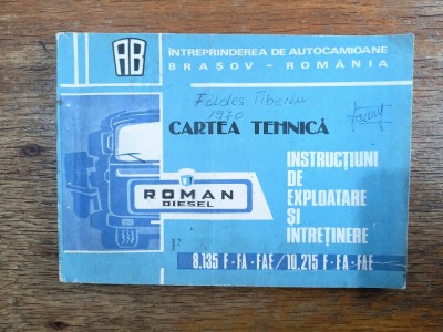 Instructiuni de exploatare si intretinere Roman Diesel 8135 , 10215 / R7P2S foto
