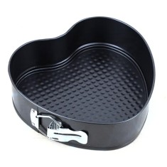 Tava metalica pentru copt prajituri Pufo Hearty in forma de inima, cu baza detasabila, 24 cm