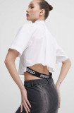 HUGO cămașă din bumbac femei, culoarea alb, cu guler clasic, regular, 50512836
