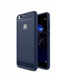Husa Huawei P10 Lite, Fibra Carbon, Albastra, Slim, Protectie Camera