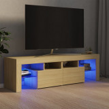 VidaXL Comodă TV cu lumini LED, stejar Sonoma, 140x35x40 cm