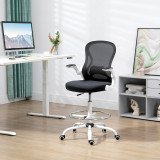 Vinsetto Scaun ergonomic inalt pentru birou, pentru stat in picioare, cotiere rabatabile, suport lombar, inaltime reglabila, negru