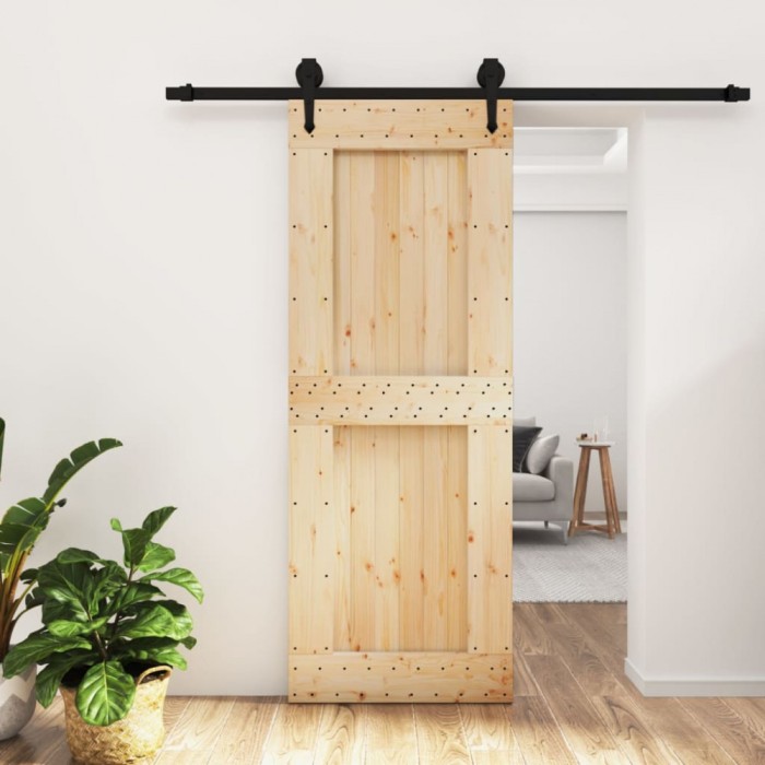 Ușă glisantă cu set de feronerie 80x210 cm, lemn masiv de pin