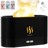 SMARTECH Difuzor de ulei esential, aromaterapie, umidificator de aer, rezervor 180ML, cu lumina tip flacara + Cadou 3 Uleiuri