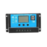 Regulator Tensiune Panou Solar 10A, 12V/24V, 2xUSB, Camping, Auto-Adaptabil