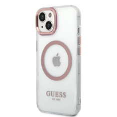 Husa Guess Transparent MagSafe pentru iPhone 14 Plus Pink foto