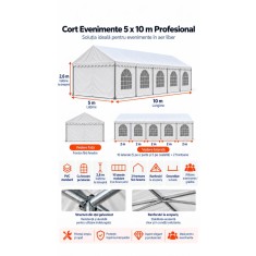 5 x 10 Cort Evenimente și Grădină Profesional