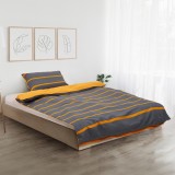 Set de pat single bumbac Dark Grey/Orange, Heinner