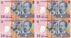ROMANIA coala 4 X 10 lei polymer + certificat de autenticitate + PLIC BNR UNC!!!