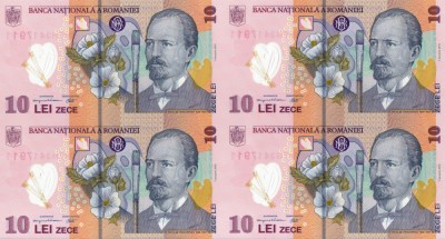 ROMANIA coala 4 X 10 lei polymer + certificat de autenticitate + PLIC BNR UNC!!! foto