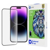 Folie de protectie Ecran Lito D+ Pro Dustproof pentru Apple iPhone 14 Pro Max, Sticla Securizata, Full Glue, Neagra
