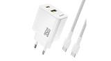 &Icirc;ncărcător de perete Dudao A27 MaxC 35W GaN + Cablu USB-C - Alb