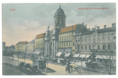 1392 - ARAD, old car, market, Romania - old postcard - used - 1912 foto