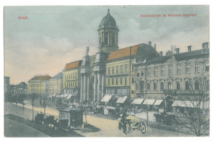 1392 - ARAD, old car, market, Romania - old postcard - used - 1912