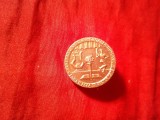Insigna Festivalul National Cantarea Romaniei faza pe sector 1979 , alama , d=2,1cm
