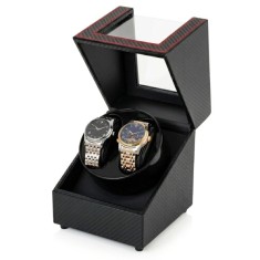 Cutie intors ceasuri automatice iUni, 2 Programe rotatie, Watch Winder 2, Black Carbon