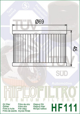 Filtru Ulei Hiflofiltro Honda HF111 Cod Produs: MX_NEW HF111PE foto