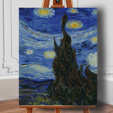 Set pictura pe numere (panza) Noapte instelata - Van Gogh Triptic I 50x40 cm, Jad