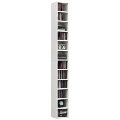 HOMCOM Depozite pentru CD-uri și DVD-uri cu 12 compartimente, capacitate maximă 204 CD-uri, 21 x 20 x 175 cm, alb | Aosom Romania