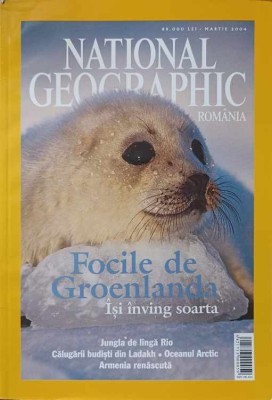 NATIONAL GEOGRAPHIC ROMANIA, MARTIE 2004. FOCILE DE GROENLANDA ISI INVING SOARTA-WILLIAM L. ALLEN-219812 foto