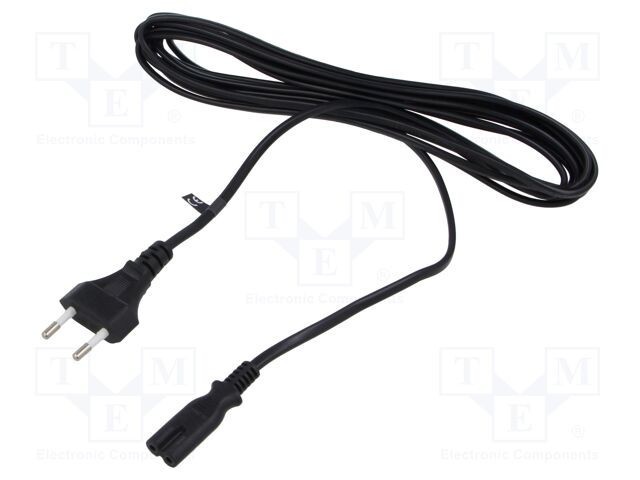 Cablu CEE 7/16 2x0,75mm2 cu mufă IEC C7 mamă PVC 5m negru POS