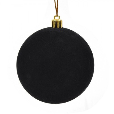 Ornament Brad Crăciun, Glob Catifelat, Negru, 8cm, Plastic, Spumă foto