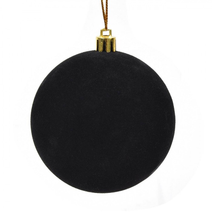 Ornament Brad Crăciun, Glob Catifelat, Negru, 8cm, Plastic, Spumă