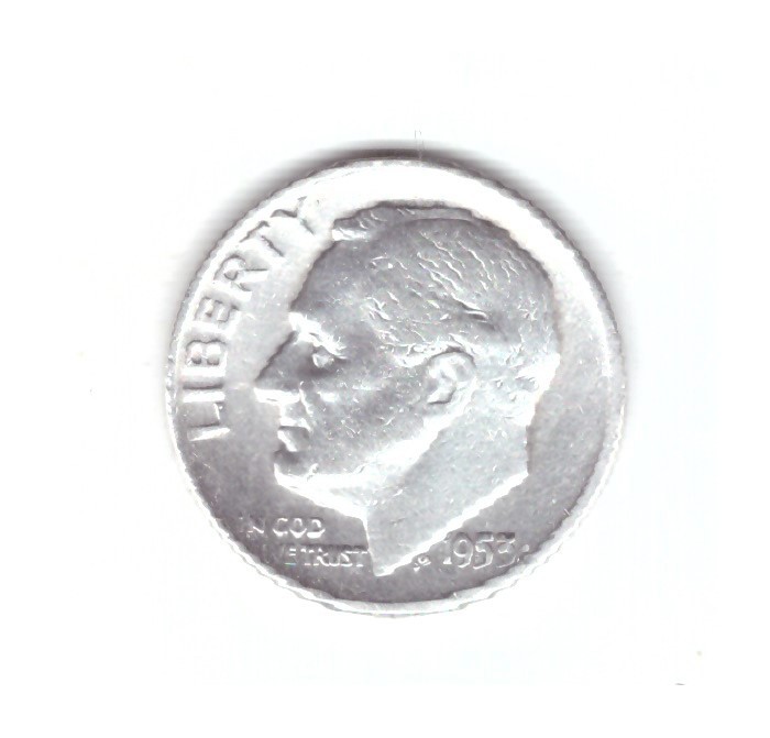 Moneda SUA 1 dime 1953 D 10 centi, stare foarte buna, curata