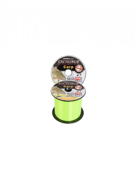 Fir Monofilament Excalibur Carp Feeder, Fluo Galben, 3000m,Variante Fire 0.25 mm