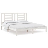 Cumpara ieftin Cadru de pat Super King, alb, 180x200 cm, lemn masiv