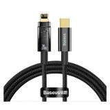 CABLU alimentare si date Baseus Explorer, Fast Charging Data Cable pt. smartphone, USB Type-C la Lightning Iphone 20W, 1m, Auto Power-Off, negru trans