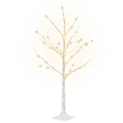 Mesteacan cu LED, alb, 48 LED-uri alb calde, 120 cm foto