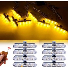 kit 8x Stroboscoape cu LED 12V, lumina galbena