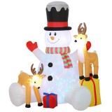 Outsunny Om de zăpadă gonflabil de Crăciun cu 2 reni, 215 cm, pentru exterior, cu LED-uri și husă | Aosom Romania