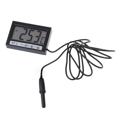 Termometru Digital Multifunctional Interior Exterior Si Ceas Cu Sonda Pe Fir ST-2 foto