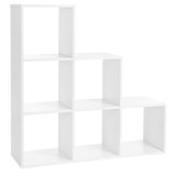 VASAGLE Biblioteca cu 6 compartimente, unitate de depozitare pentru decoratiuni, din lemn, 29x98x98cm, alb Household NewTrend