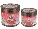 Cumpara ieftin Set 2 cutii decor Craciun lemn multicolor 35.5x33 cm, 30x27 cm