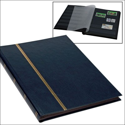 Clasor pentru timbre, format de carte 170 x 225 mm, 8 file 16 pagini negre - Albastru foto