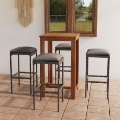 vidaXL Set mobilier bar de gradina cu perne, 5 piese, gri foto