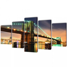 Set Tablouri Din P&acirc;nză Cu Imprimeu Podul Brooklyn 100 x 50 cm 241552