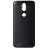 Husa tip capac spate Carbon silicon neagra pentru Nokia 2.4