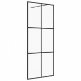 Paravan de duș walk-in negru 90x195 cm sticlă ESG transparentă