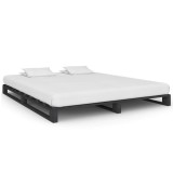 Cumpara ieftin Cadru de pat din paleti, gri, 180 x 200 cm, lemn masiv de pin