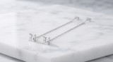 Cumpara ieftin CERCEI ARGINT 925 LUNGI CU LANTISOR SI CRISTAL ZIRCONIU PATRAT PRINCESS