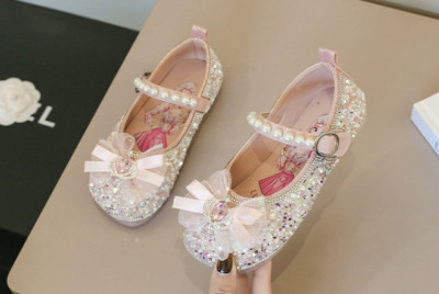 Pantofi roz cu strasuri, paiete si perlute - Princess (Marime Disponibila: foto