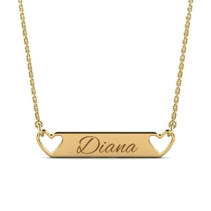 Pandativ din aur galben de 14K in forma de model plat personalizat